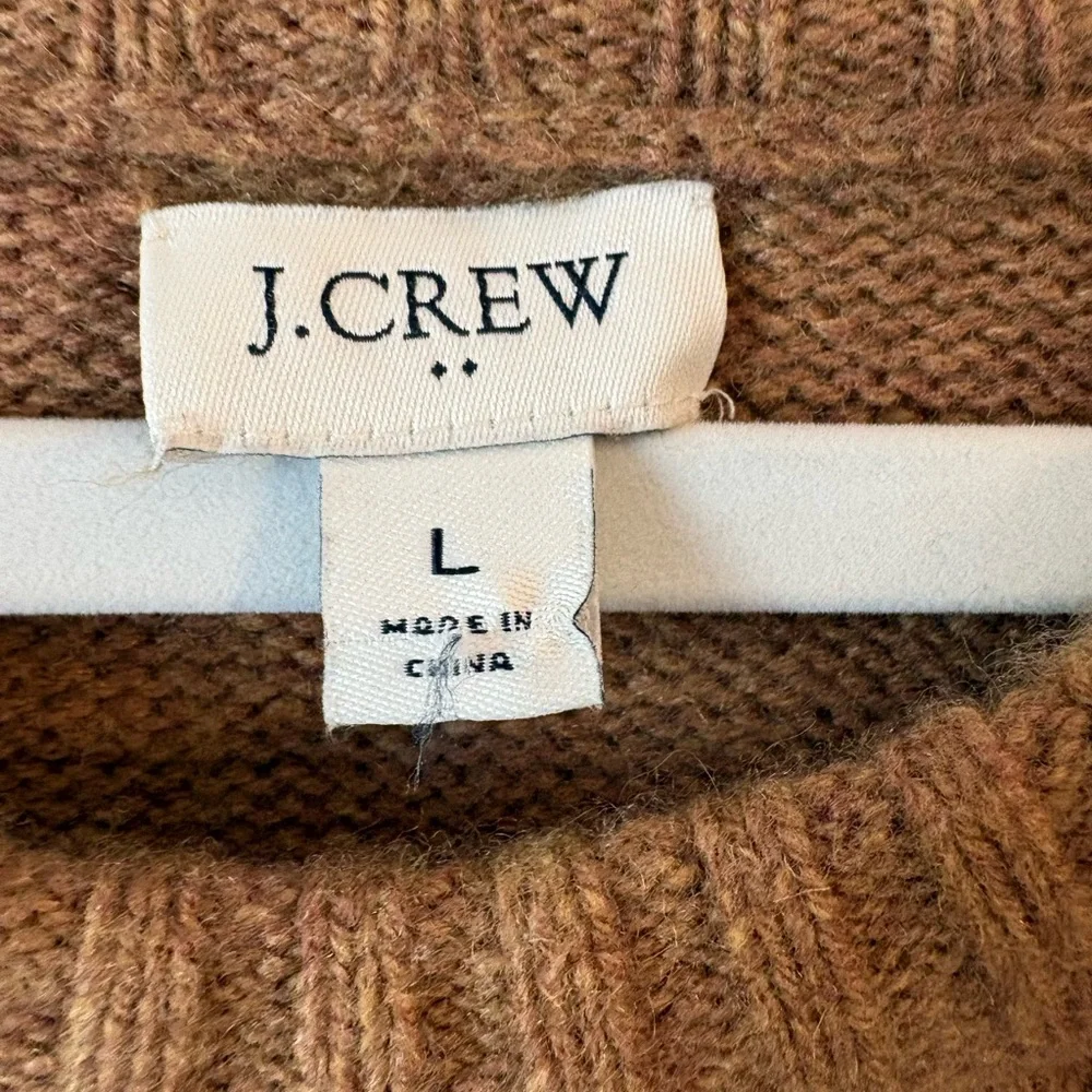 J. Crew Women's Cable Knit Lambs Wool Blend Brown Sweater